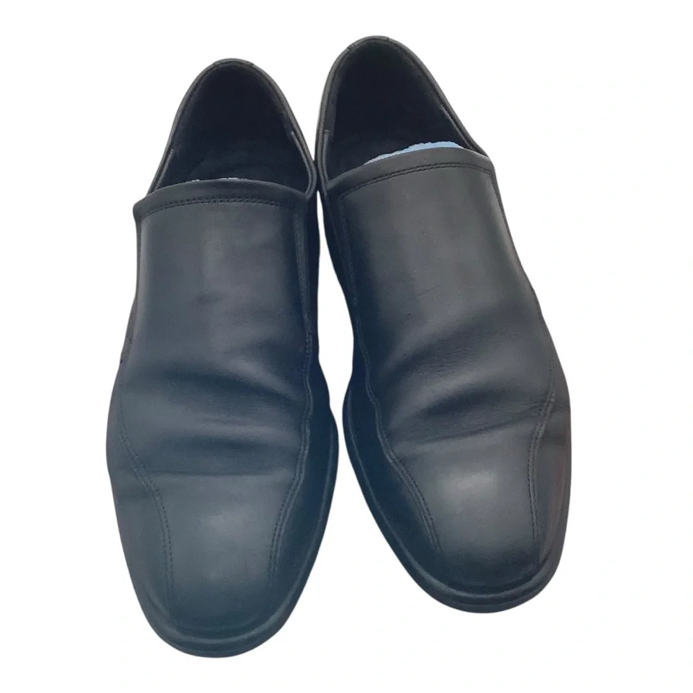 Ecco Black‎ Leather Loafers Slip-On Shoes size 11